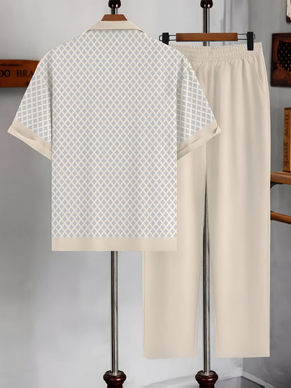 Completo Uomo Camicia e Pantaloni con Stampa Geometrica