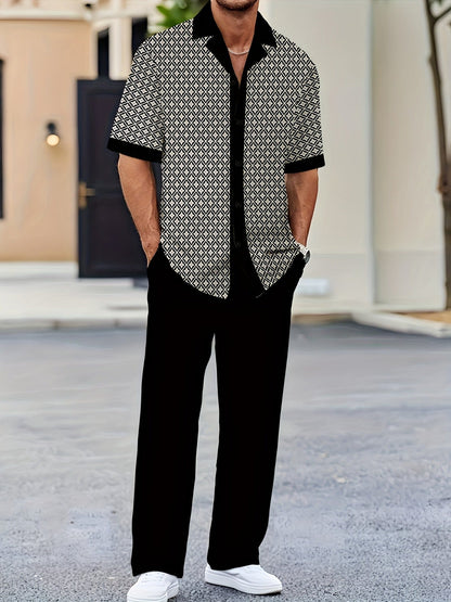 Completo Uomo Camicia e Pantaloni con Stampa Geometrica