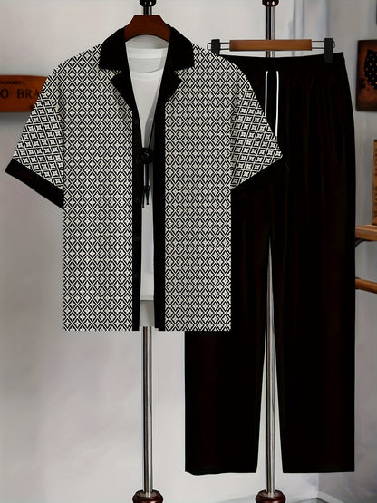 Completo Uomo Camicia e Pantaloni con Stampa Geometrica