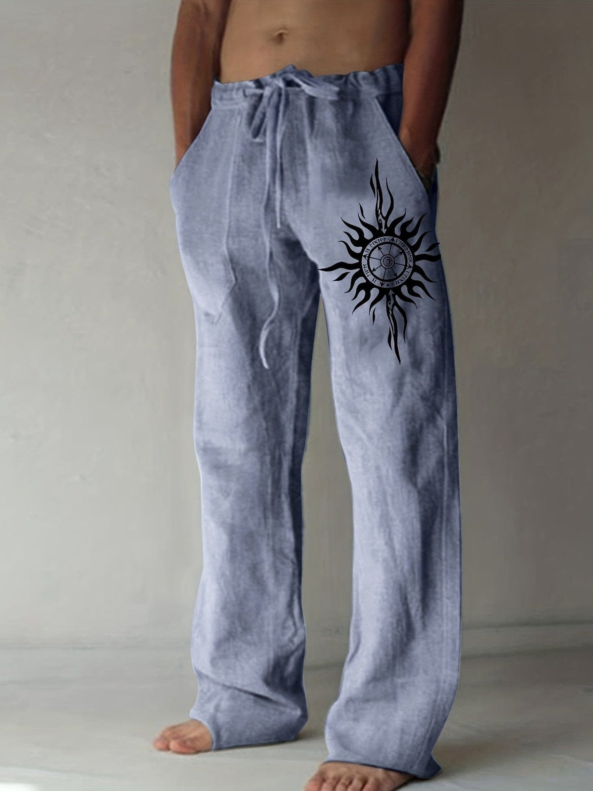 Pantaloni casual uomo dalla vestibilità ampia con stampa grafica e coulisse