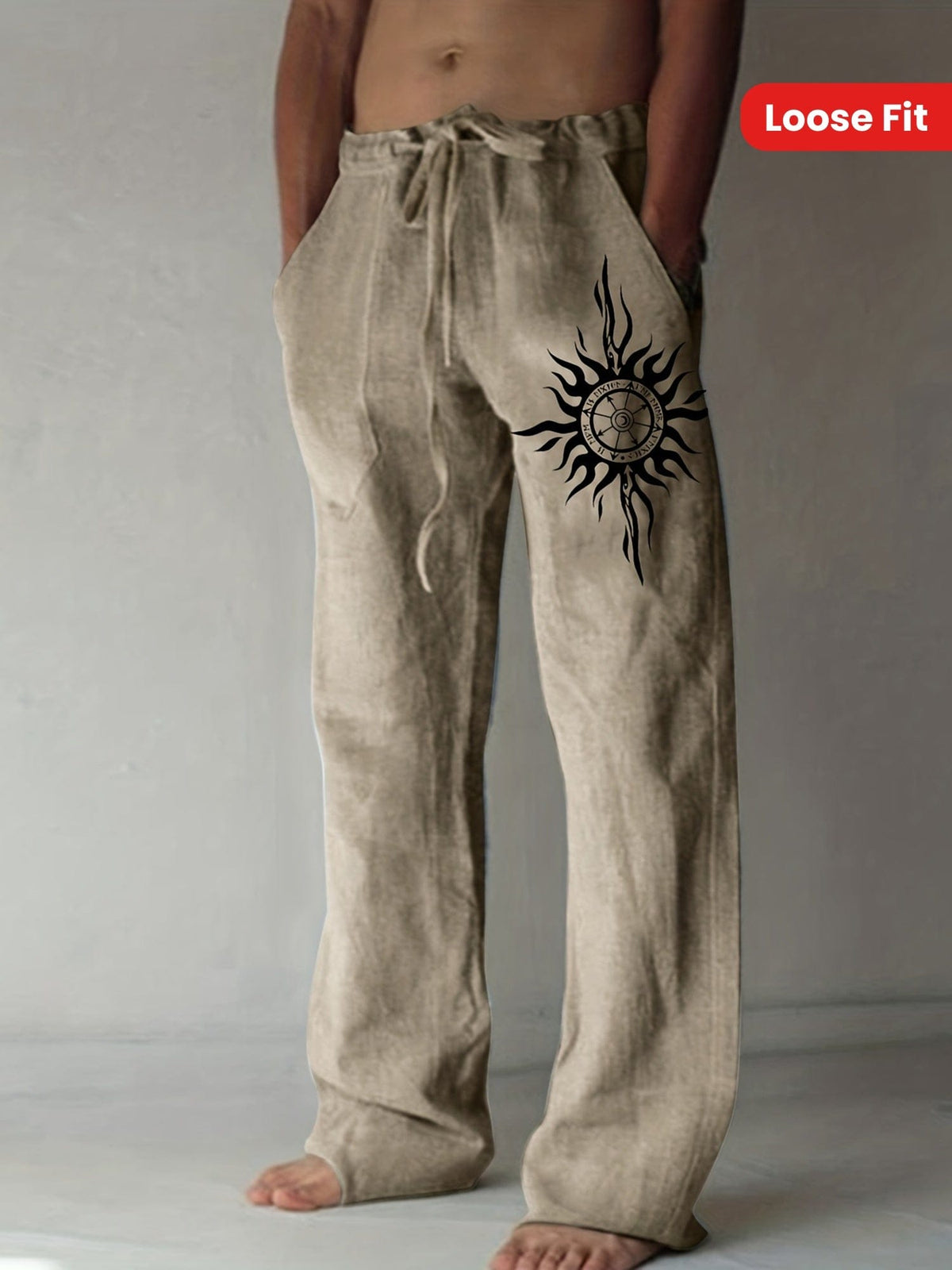 Pantaloni casual uomo dalla vestibilità ampia con stampa grafica e coulisse