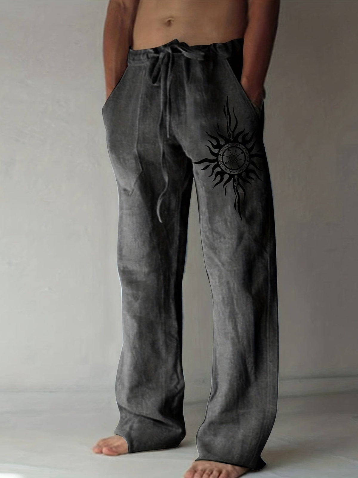 Pantaloni casual uomo dalla vestibilità ampia con stampa grafica e coulisse