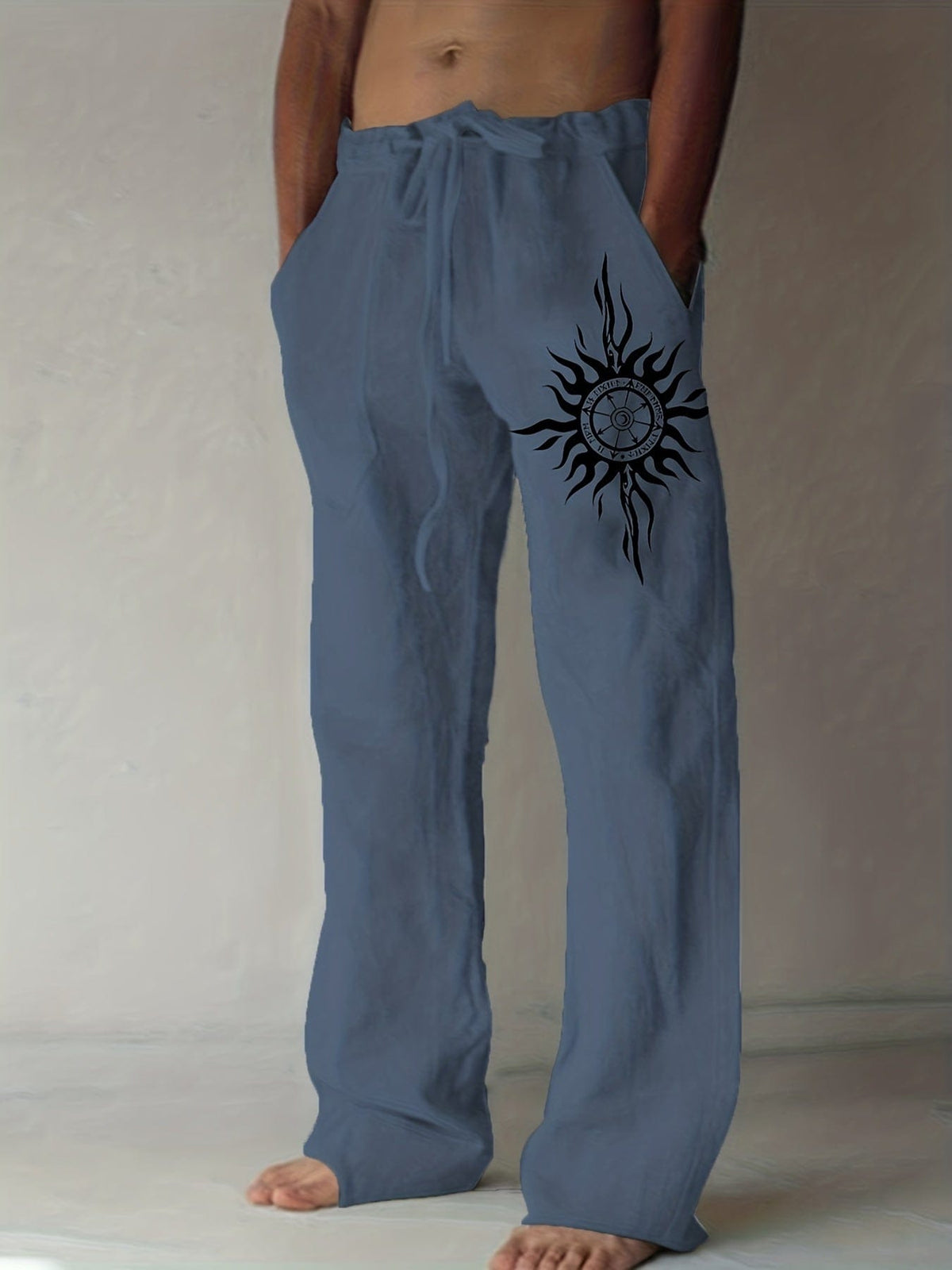 Pantaloni casual uomo dalla vestibilità ampia con stampa grafica e coulisse