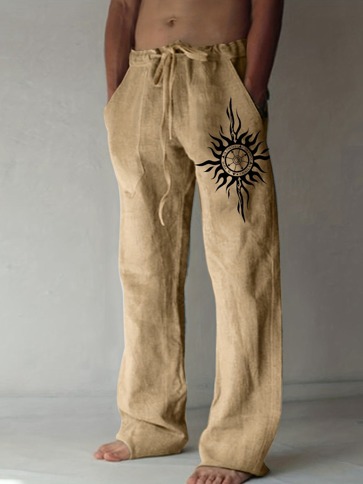 Pantaloni casual uomo dalla vestibilità ampia con stampa grafica e coulisse