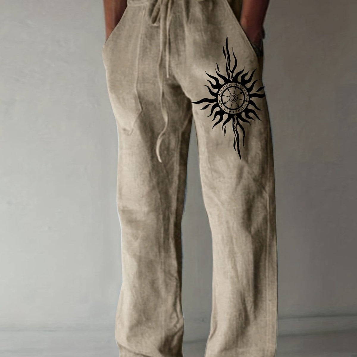 Pantaloni casual uomo dalla vestibilità ampia con stampa grafica e coulisse