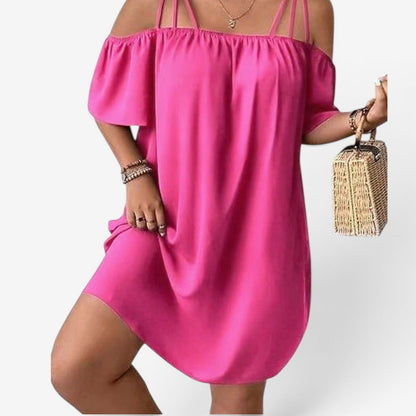 Abito Midi in Lino Donna con Scollo a Barca e Bottoni