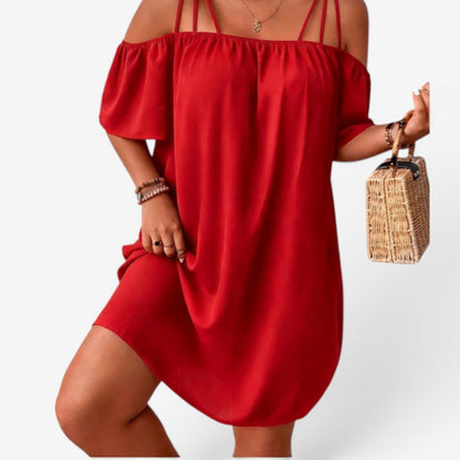 Abito Midi in Lino Donna con Scollo a Barca e Bottoni