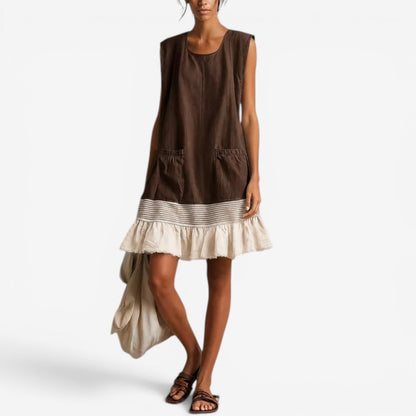 Flavia Abito Midi Elegante Donna Drappeggiato con Pieghe