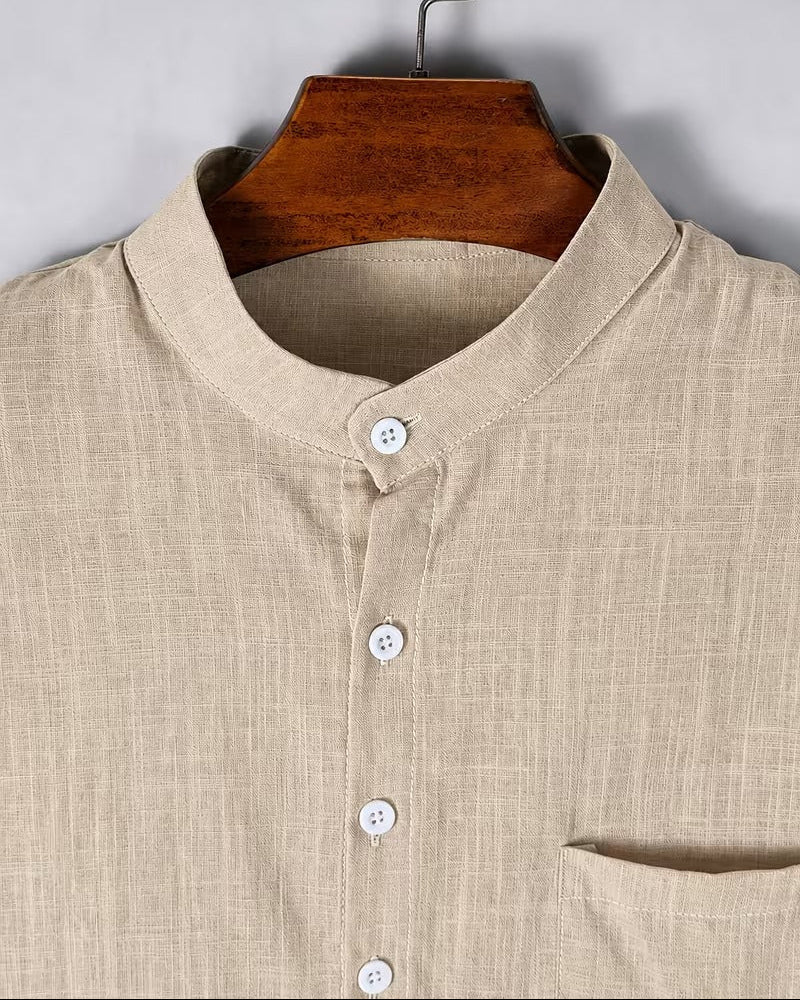 Camicia Uomo Siena con Colletto alla Coreana e Taschini