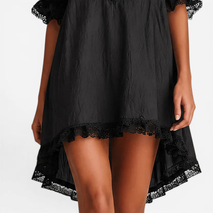 Marcellina Abito Midi in Chiffon con Perle e Orlo Asimmetrico