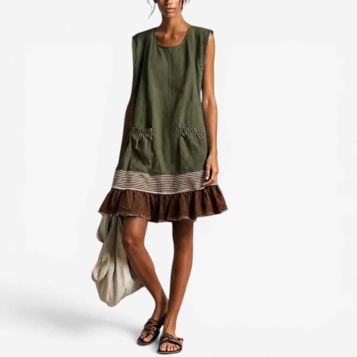 Flavia Abito Midi Elegante Donna Drappeggiato con Pieghe