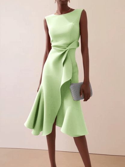 Abito Midi Donna Asimmetrico, Drappeggiato, Estivo e Smanicato