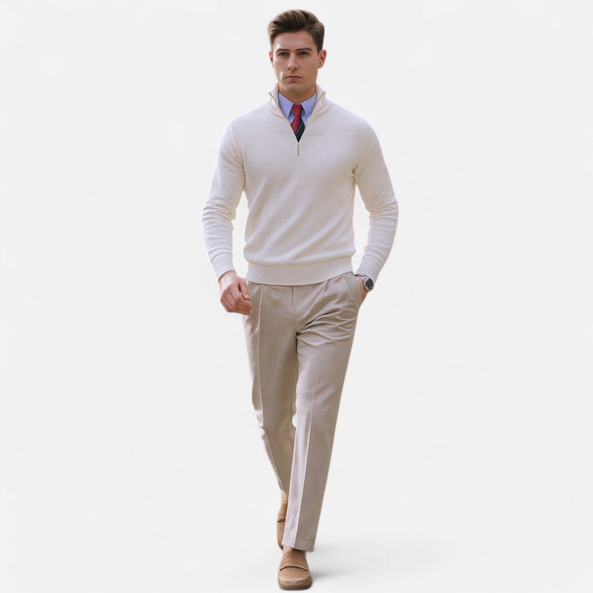 Pullover Uomo Benjamin con Mezza Zip e Colletto Alzato | Casual