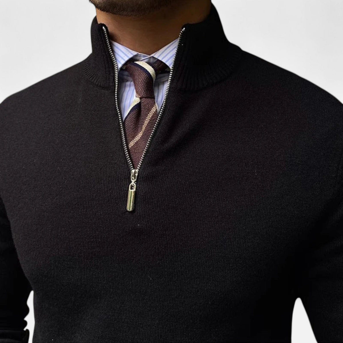 Pullover Uomo Benjamin con Mezza Zip e Colletto Alzato | Casual