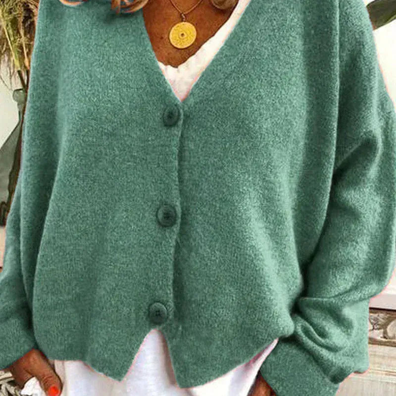 Cardigan Donna Casual Quotidiano Bottoni Mezza Stagione