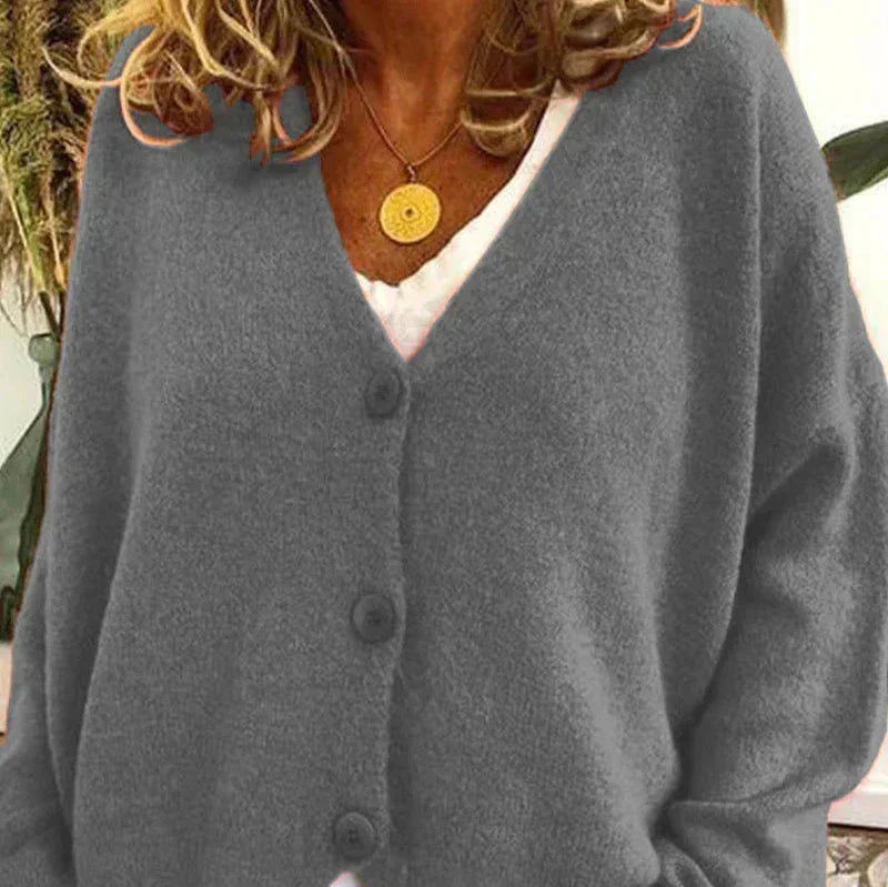 Cardigan Donna Casual Quotidiano Bottoni Mezza Stagione