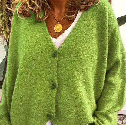 Cardigan Donna Casual Quotidiano Bottoni Mezza Stagione