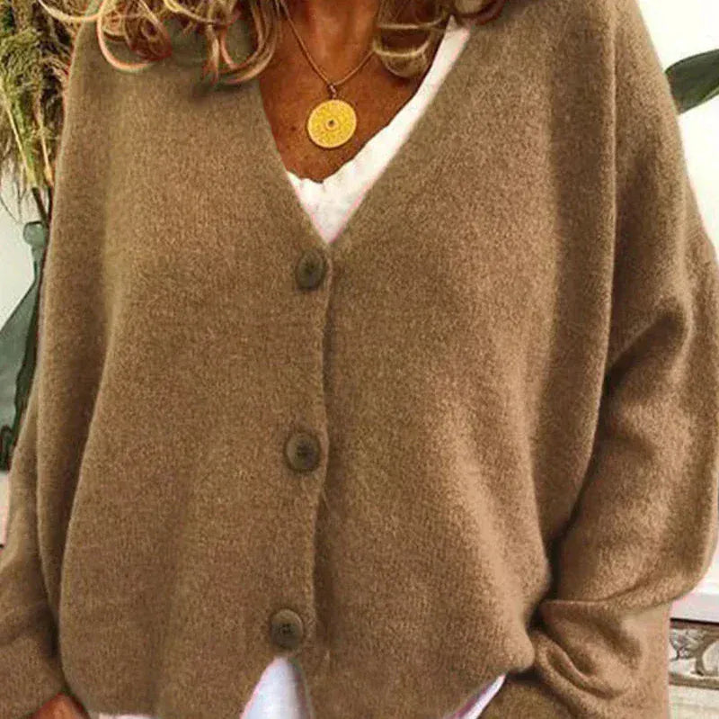 Cardigan Donna Casual Quotidiano Bottoni Mezza Stagione