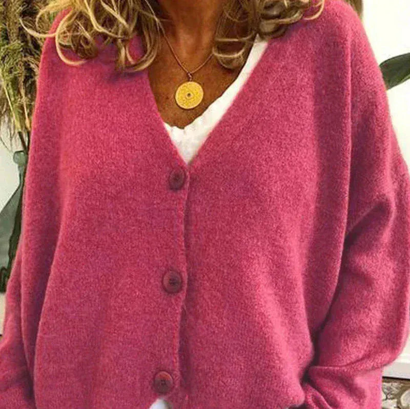 Cardigan Donna Casual Quotidiano Bottoni Mezza Stagione