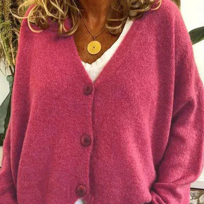 Cardigan Donna Casual Quotidiano Bottoni Mezza Stagione