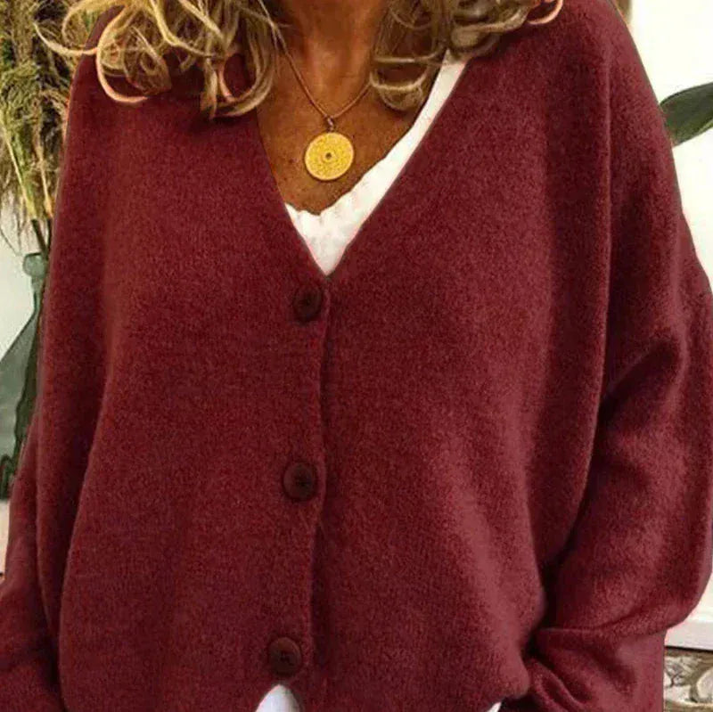 Cardigan Donna Casual Quotidiano Bottoni Mezza Stagione