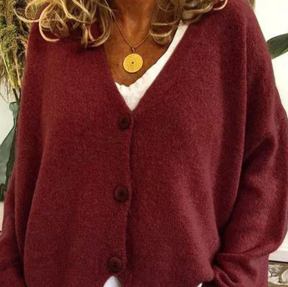 Cardigan Donna Casual Quotidiano Bottoni Mezza Stagione