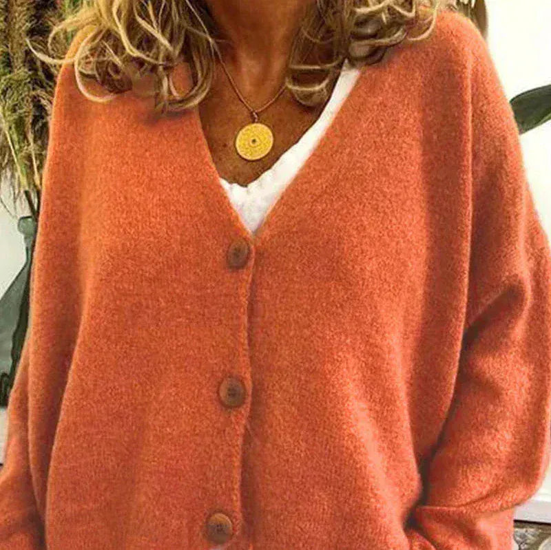 Cardigan Donna Casual Quotidiano Bottoni Mezza Stagione