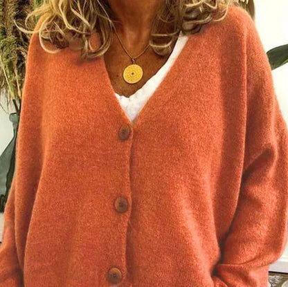 Cardigan Donna Casual Quotidiano Bottoni Mezza Stagione