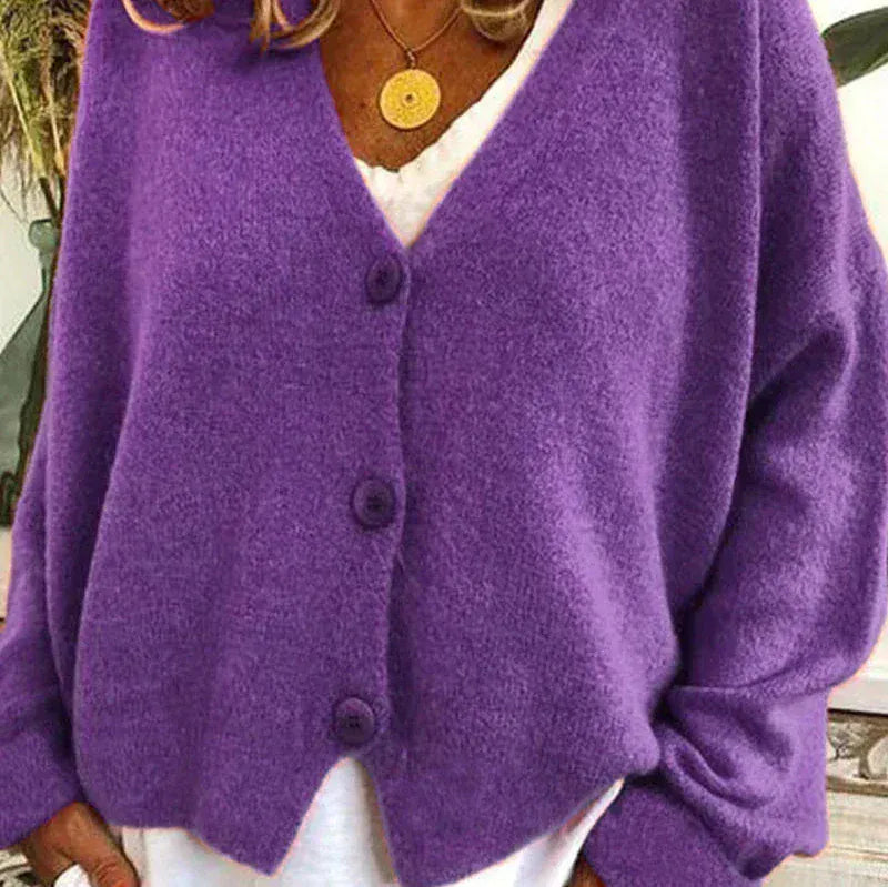 Cardigan Donna Casual Quotidiano Bottoni Mezza Stagione