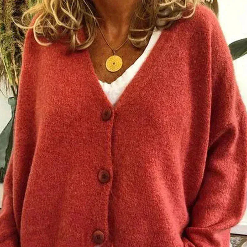 Cardigan Donna Casual Quotidiano Bottoni Mezza Stagione