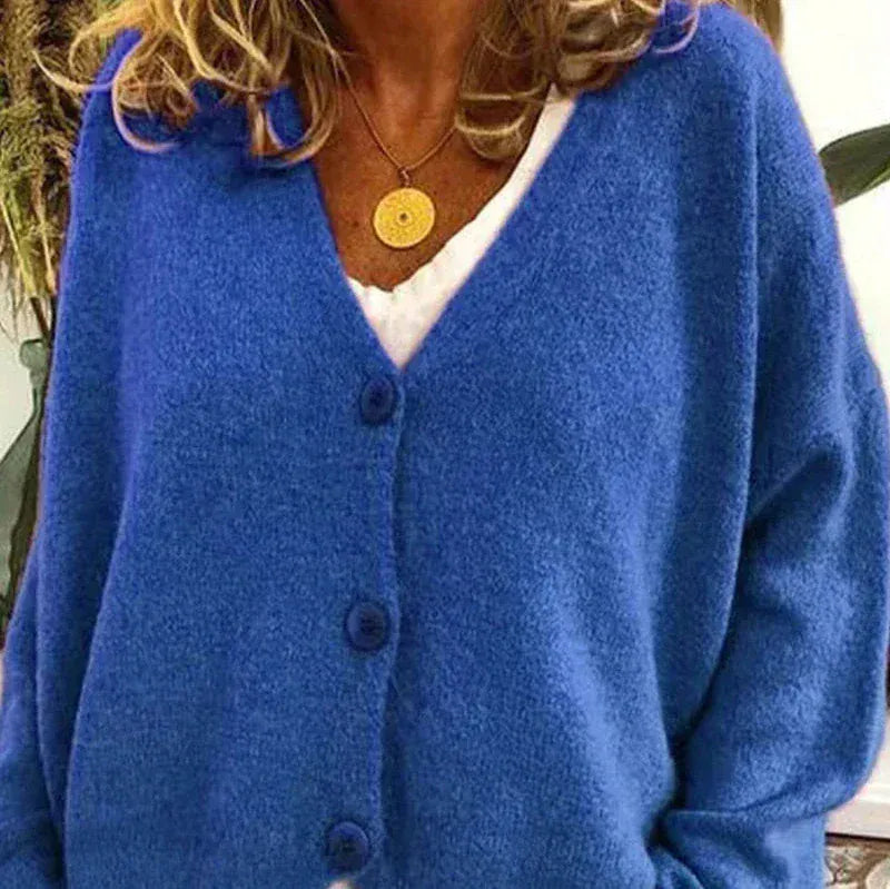 Cardigan Donna Casual Quotidiano Bottoni Mezza Stagione