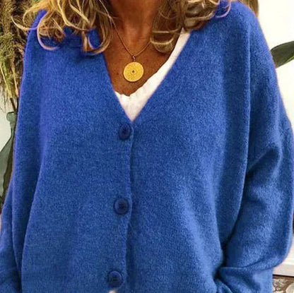 Cardigan Donna Casual Quotidiano Bottoni Mezza Stagione