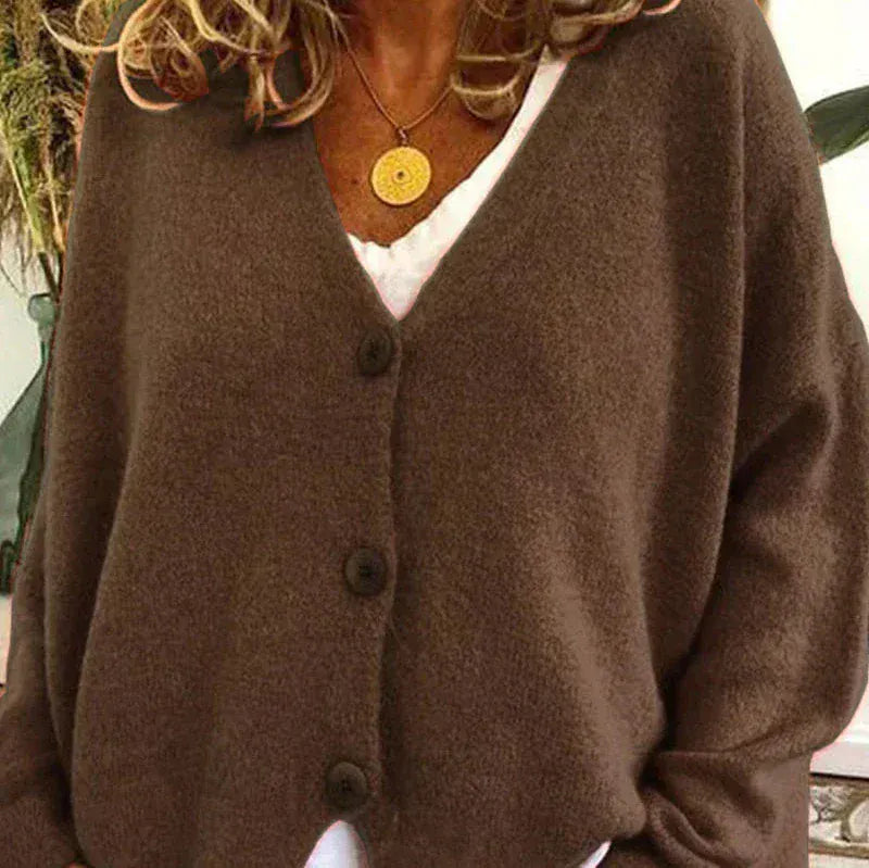 Cardigan Donna Casual Quotidiano Bottoni Mezza Stagione