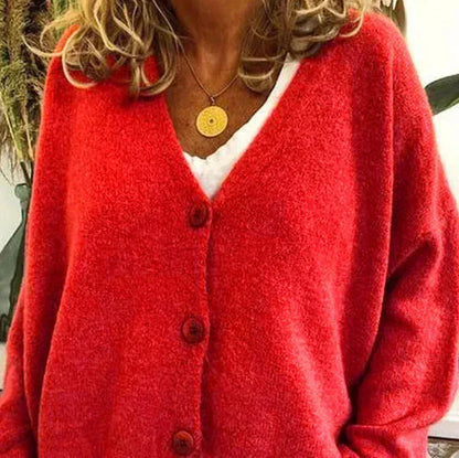 Cardigan Donna Casual Quotidiano Bottoni Mezza Stagione