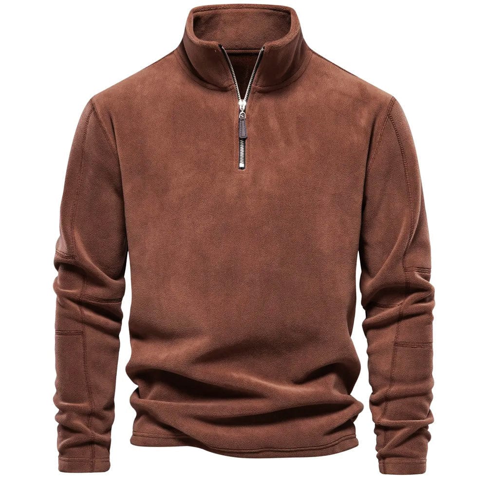 Felpa Uomo Bruno con Zip a Quarto | Classica e a Maniche Lunghe