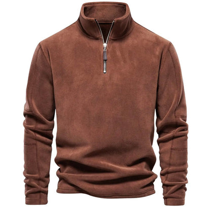 Felpa Uomo Bruno con Zip a Quarto | Classica e a Maniche Lunghe