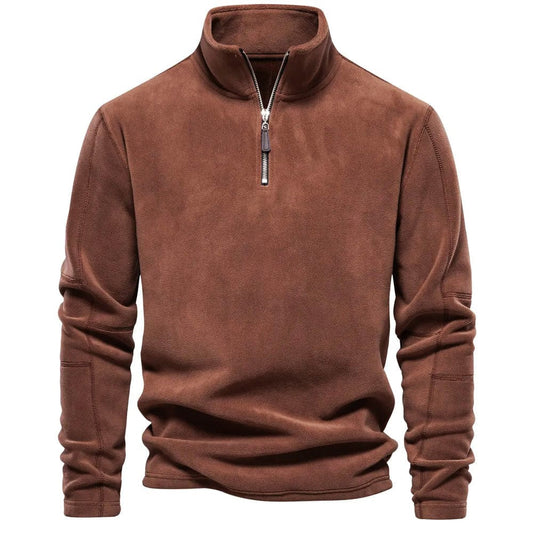 Felpa Uomo Bruno con Zip a Quarto | Classica e a Maniche Lunghe