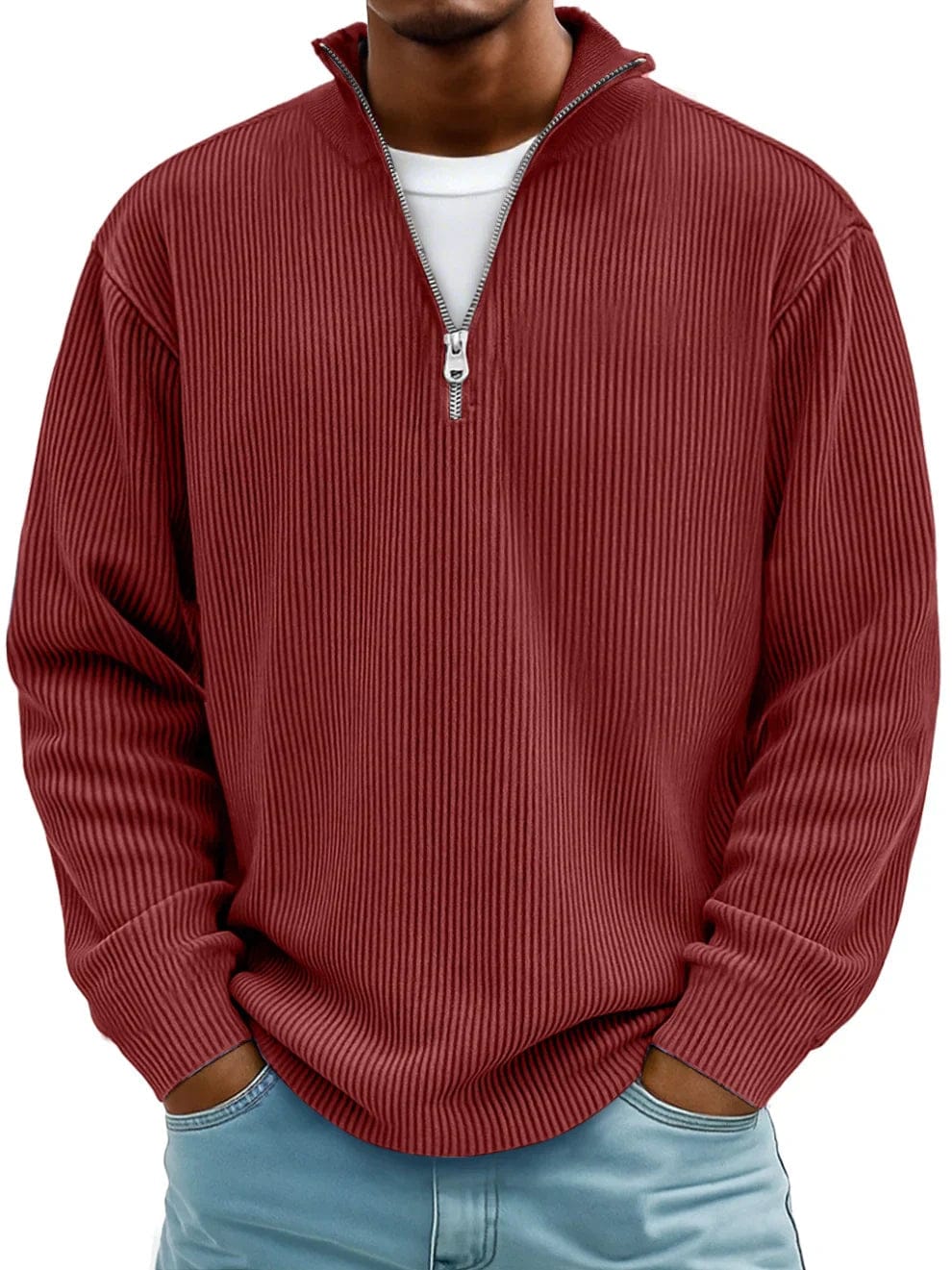 Calix | Maglione con mezza zip e collo alto a vestibilità rilassata