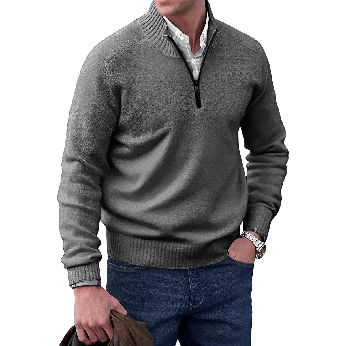 Elias | Maglione uomo con zip a quarto regular fit