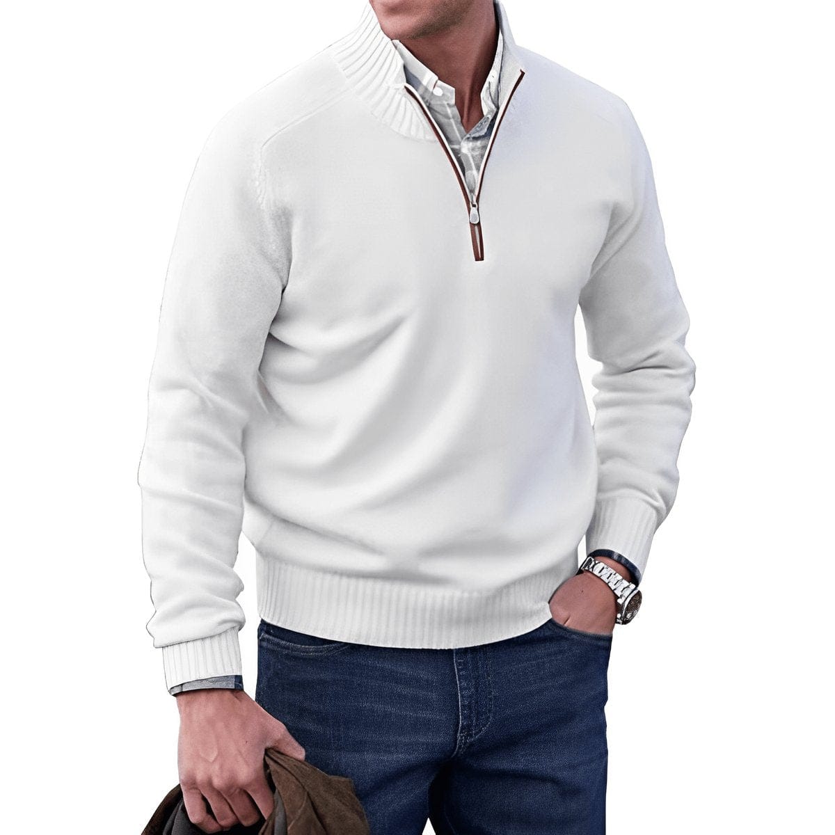 Elias | Maglione uomo con zip a quarto regular fit
