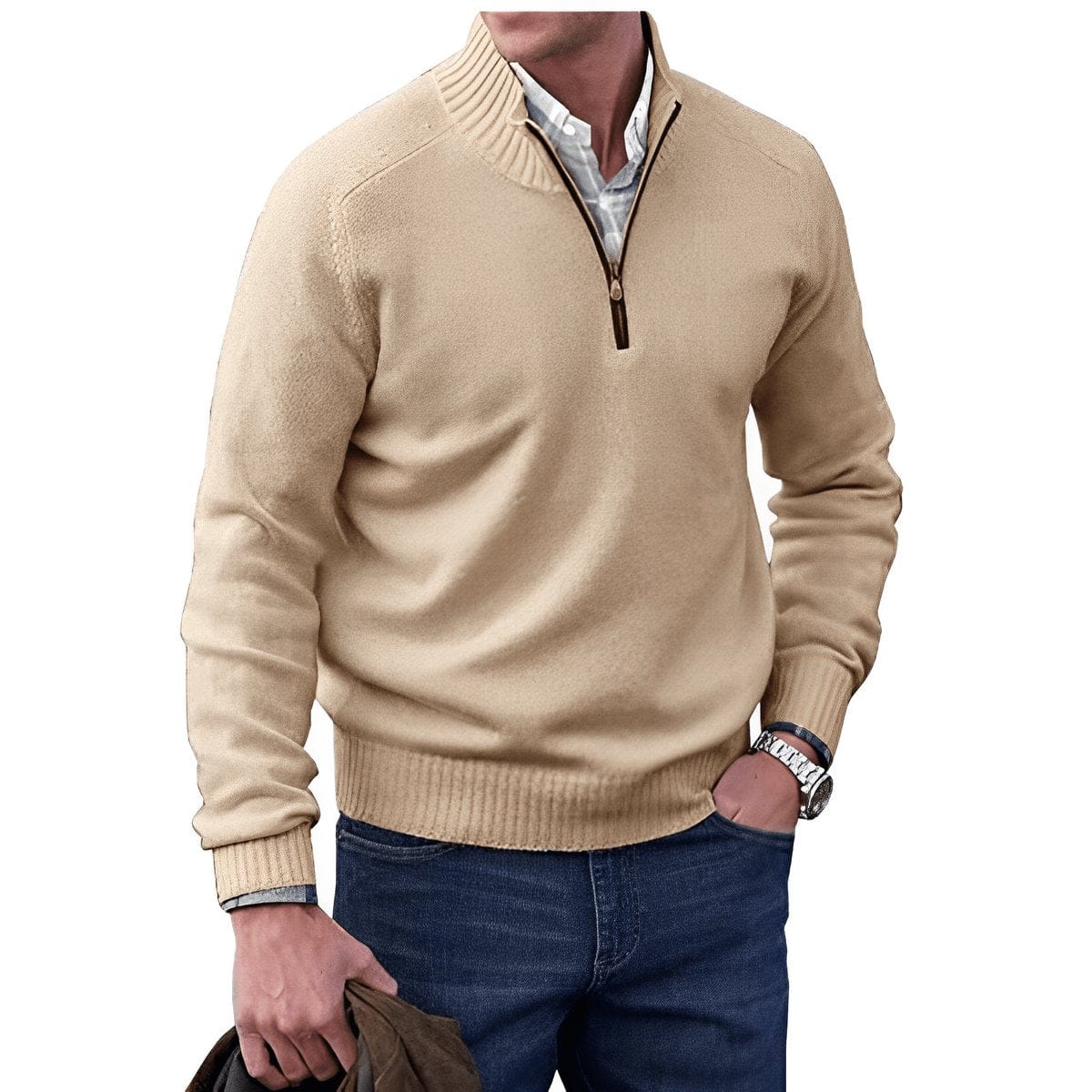 Elias | Maglione uomo con zip a quarto regular fit