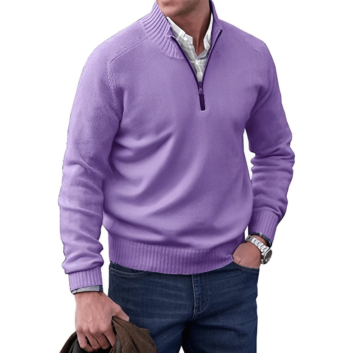 Elias | Maglione uomo con zip a quarto regular fit