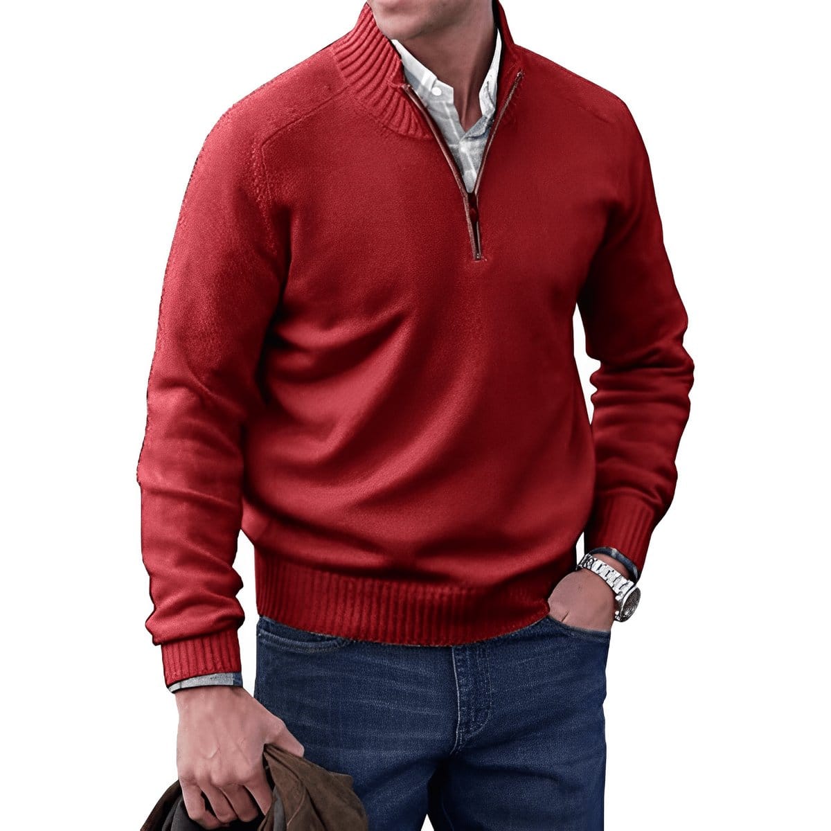 Elias | Maglione uomo con zip a quarto regular fit