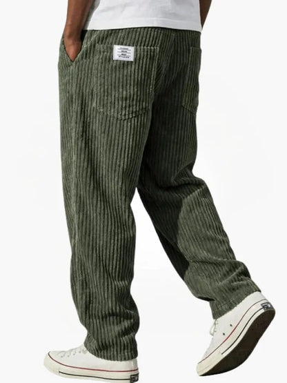 Pantaloni Uomo Corduroy Velluto Coste Casual Eleganti