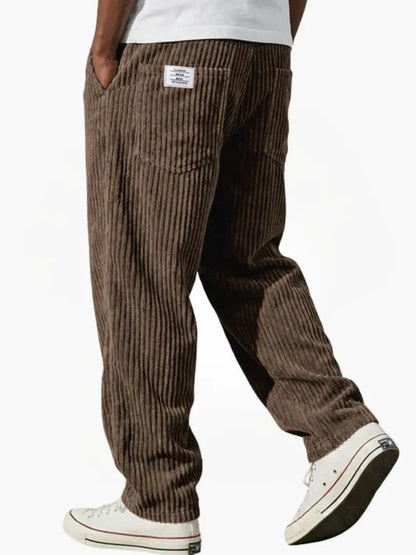 Pantaloni Uomo Corduroy Velluto Coste Casual Eleganti