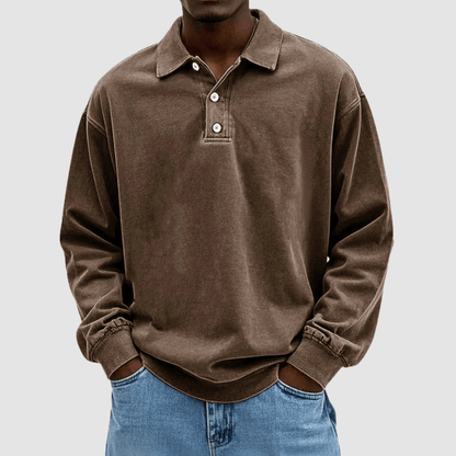 Polo Uomo Vintage Classica Cotone Manica Lunga