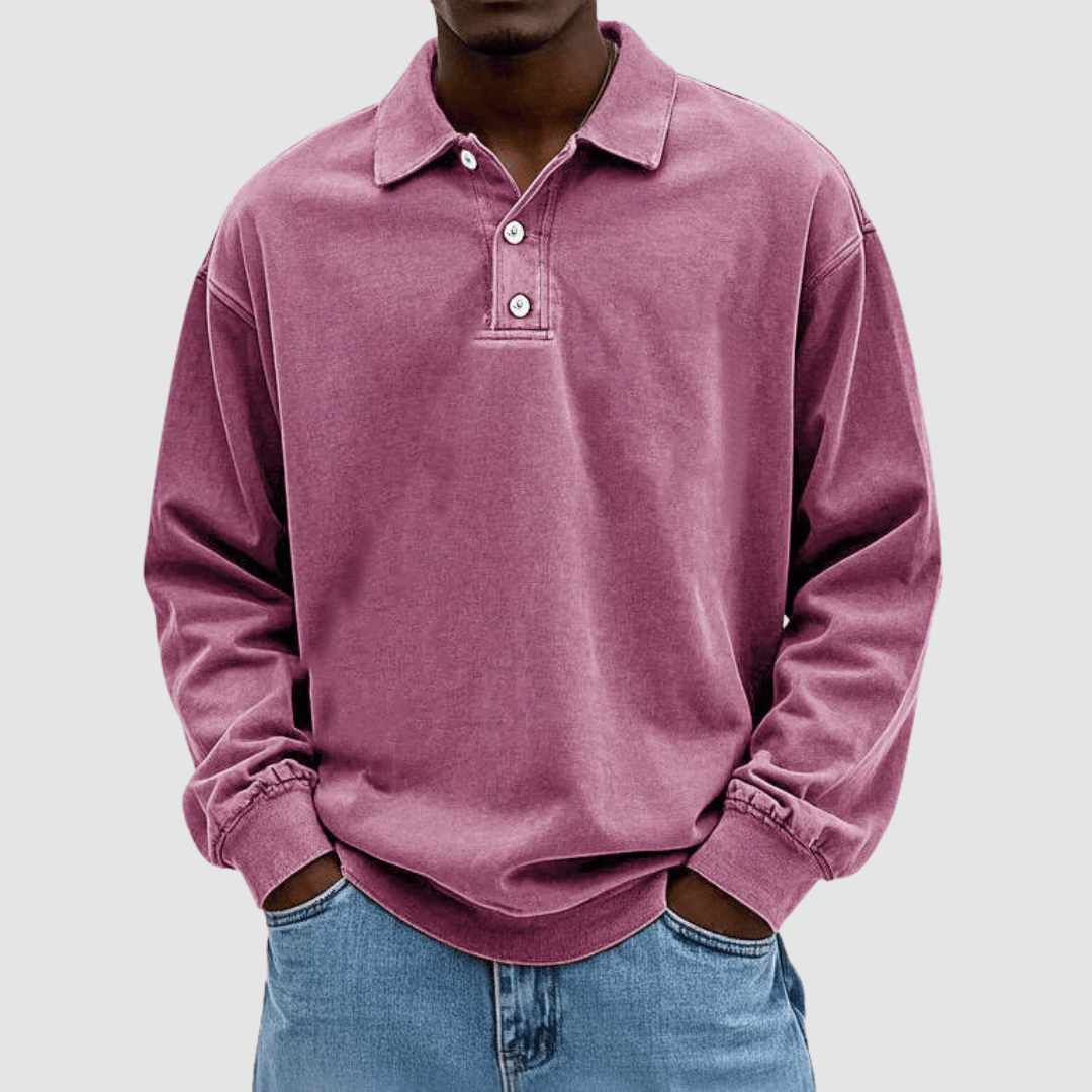 Polo Uomo Vintage Classica Cotone Manica Lunga