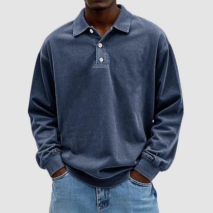 Polo Uomo Vintage Classica Cotone Manica Lunga