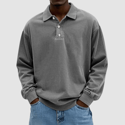 Polo Uomo Vintage Classica Cotone Manica Lunga