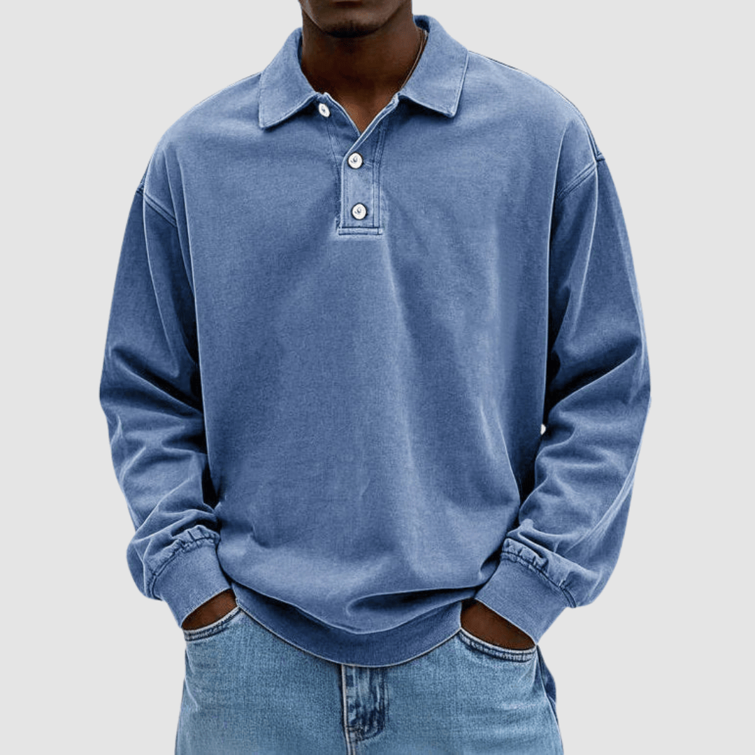 Polo Uomo Vintage Classica Cotone Manica Lunga